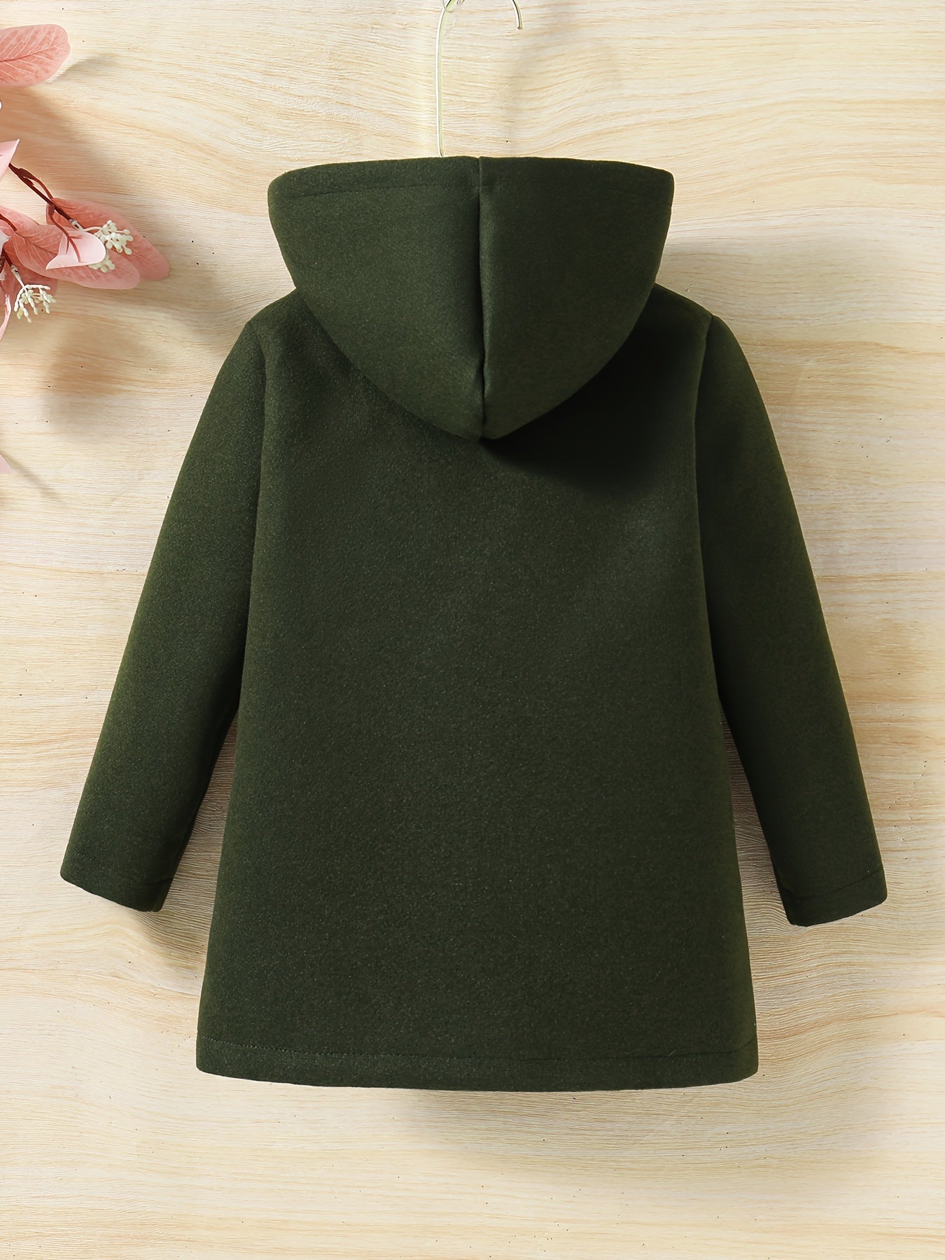 Baby Girls Toddler Girls Casual & Elegant Hooded Coat Floral Print Button Design Hoodies For Autumn And Winter
