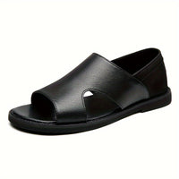 Men's Solid Color Open Toe Breathable Sandals, Comfy Non Slip Casual Durable Beach Water Shoes, Men's Footwear