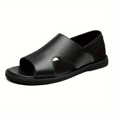 Men's Solid Color Open Toe Breathable Sandals, Comfy Non Slip Casual Durable Beach Water Shoes, Men's Footwear