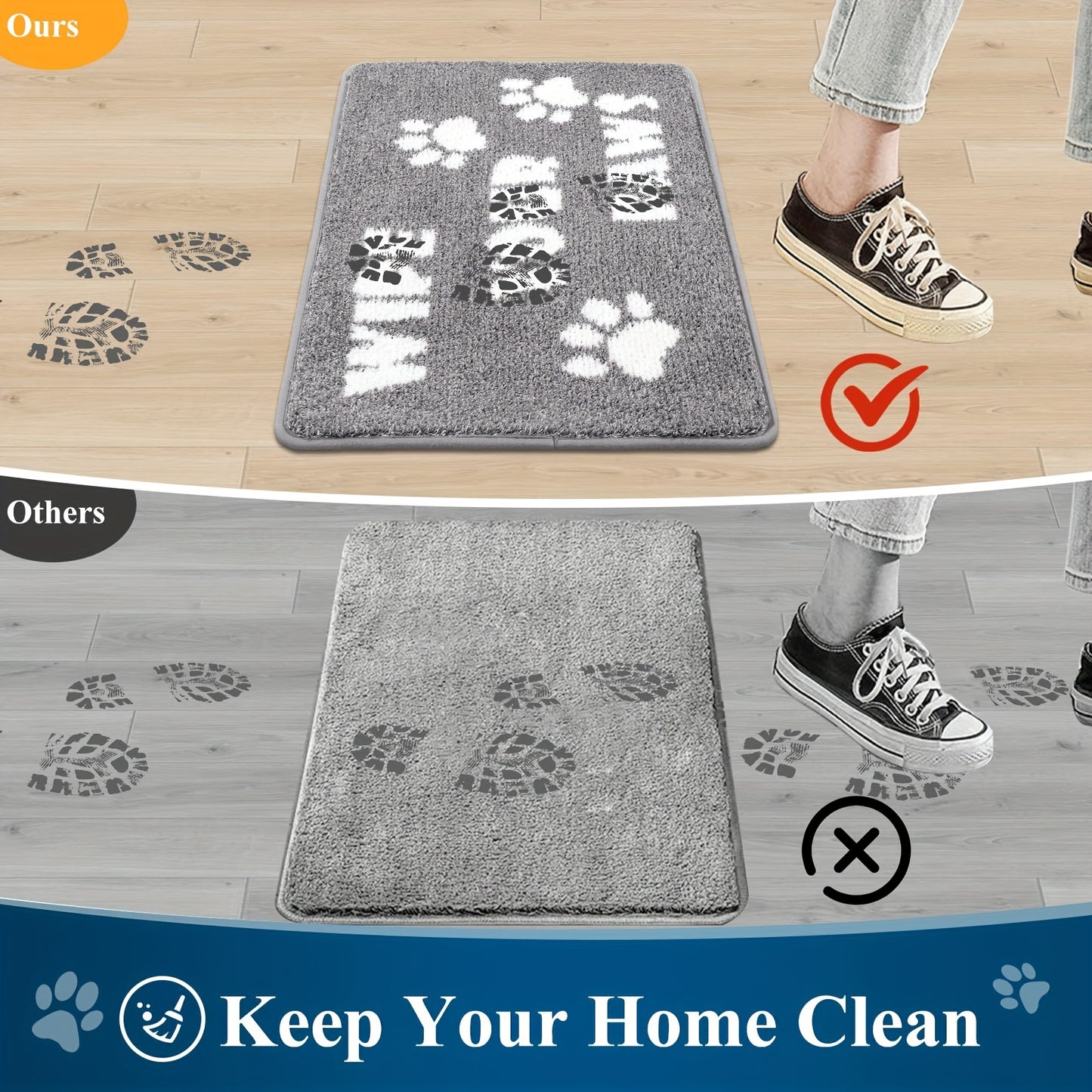 Indoor Doormat Entryway Door Mat, Non Slip Absorbent Mud Trapper Mats, Low-Profile Inside Floor Mats, Soft Washable Small Mats Door