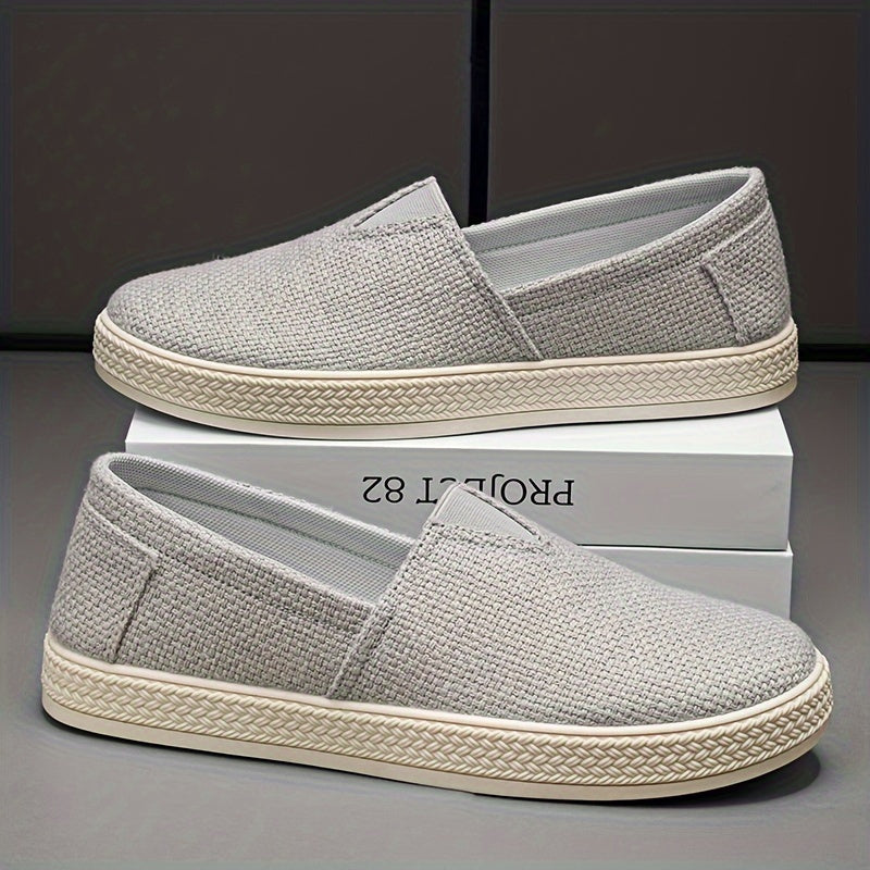 Comfy Slip-On Loafers - Men's Canvas Shoes with Breathable Solid Colours, Non-Slip Soles, Durable Design for Outdoor Activities and Casual Walking - Comfortable, Relaxed Fit for Men's Footwear