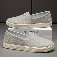 Comfy Slip-On Loafers - Men's Canvas Shoes with Breathable Solid Colours, Non-Slip Soles, Durable Design for Outdoor Activities and Casual Walking - Comfortable, Relaxed Fit for Men's Footwear