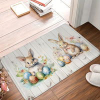 1 Set Easter Bunny Non-Slip Kitchen Rug, Machine Washable Polyester Knit Floor Mats, Lightweight Cushioned Comfort Standing Mat for Home Office, Sink, Laundry, Bathroom - Machine Made Runner