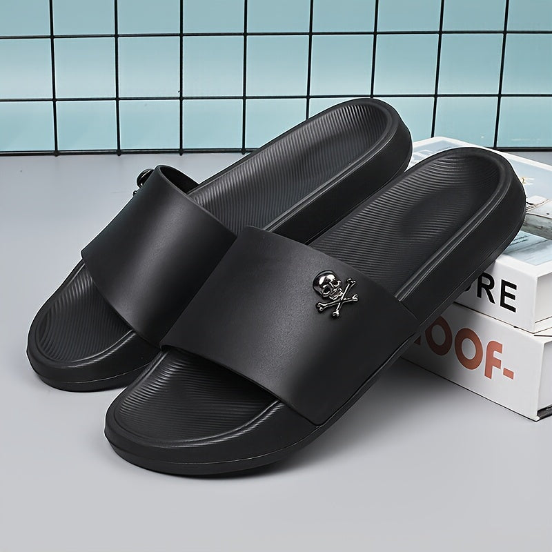 Men's Solid Colour Simple Style Open Toe Breathable Slippers, Comfy Non Slip Casual Soft Sole Slides, Men's Footwear