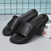 Men's Solid Colour Simple Style Open Toe Breathable Slippers, Comfy Non Slip Casual Soft Sole Slides, Men's Footwear