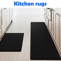 Kitchen Mat [2 PCS] Cushioned Anti-Fatigue Kitchen Rug, Waterproof Non-Slip Kitchen Mats and Rugs Heavy Duty PVC Ergonomic Comfort Foam Rug for Kitchen, Floor Home, Office, Sink, Laundry, black