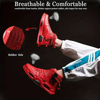 Men's Easily Wiped Clean Skate Shoes With Good Grip, High Top Trainers Fashion Sneakers Breathable Lace-up Outdoor Shoes, Men's Footwear