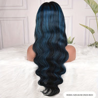 Blue Highlight Body Wave Luxury Wig - 13x4 HD Lace, 180% Density | Brazilian Remy for Ultimate Style & Comfort