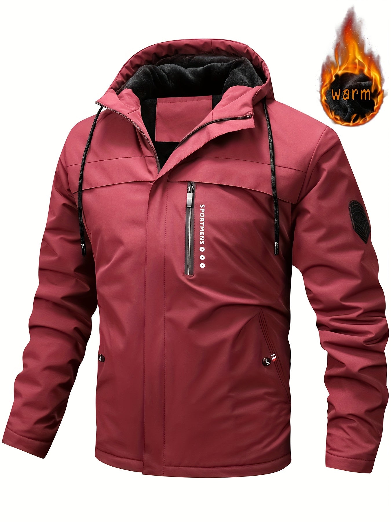 Men's Warm Fleece Casual Winter Hooded Jacket Coat For Outdoor Activities