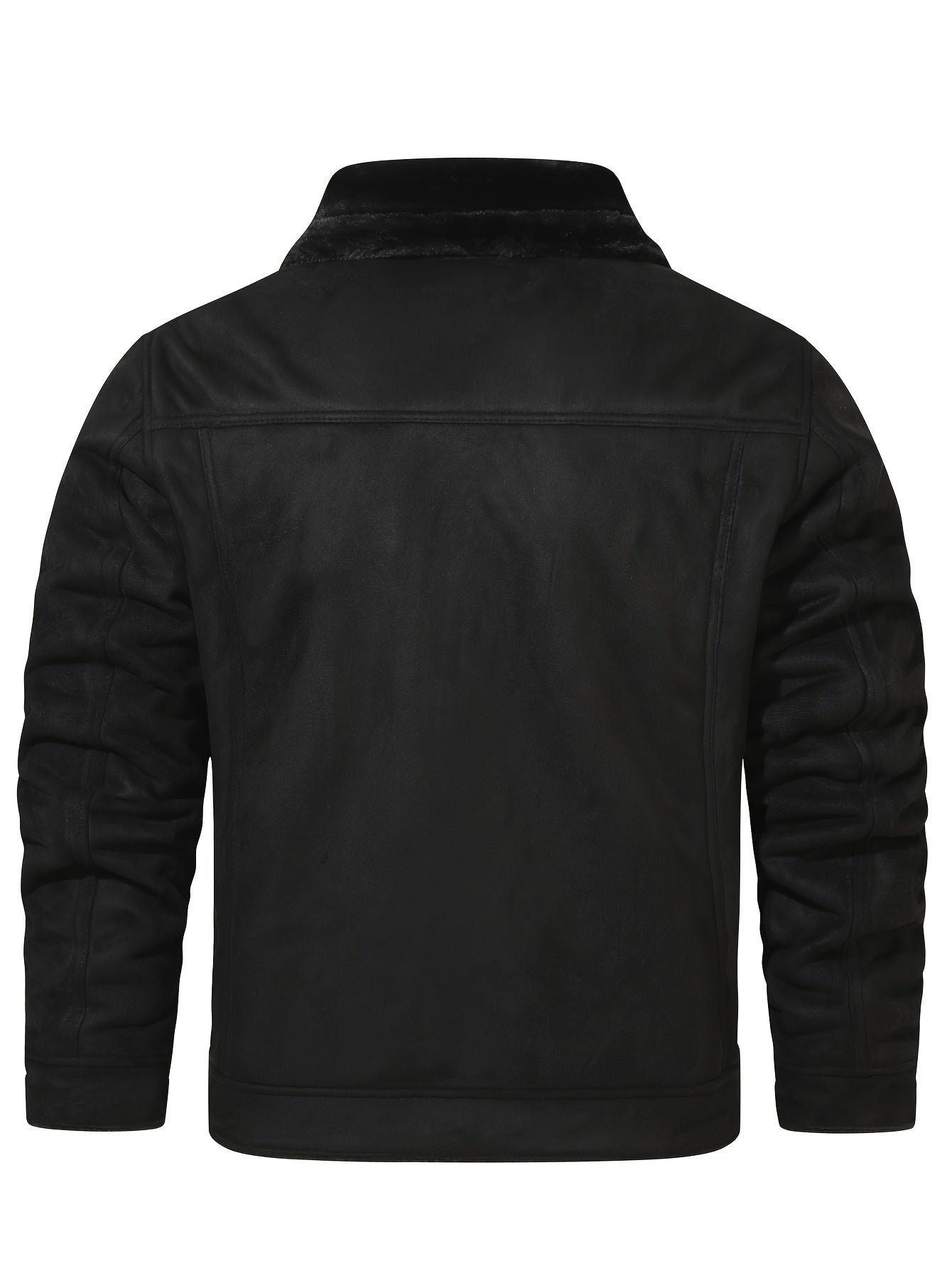 Men's Casual Polyester Jacket with Faux Lining, Solid Color, Long Sleeve, Single Breasted Placket, Non-Stretch Fabric, Regular Length, with Pockets - Daily & Casual Wear, Chilly Weather Apparel | Subtle Embellished Jacket | F