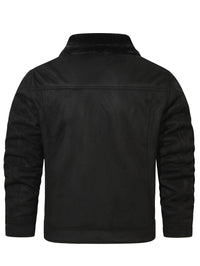 Men's Casual Polyester Jacket with Faux Lining, Solid Color, Long Sleeve, Single Breasted Placket, Non-Stretch Fabric, Regular Length, with Pockets - Daily & Casual Wear, Chilly Weather Apparel | Subtle Embellished Jacket | F