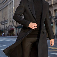 Men's Semi-formal Single Breasted Lapel Elegant Retro Trench Coat for Fall Winter Business