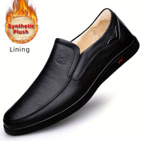 CLOHOO Men's Slip-On Casual Shoes - Genuine Leather Upper, Rubber Sole with PU Cushioned Insole, All-Season Comfort for Business & Vacation, Brown/Black, Casual Footwear | Classic Slipon | Rubber Sole Footwear