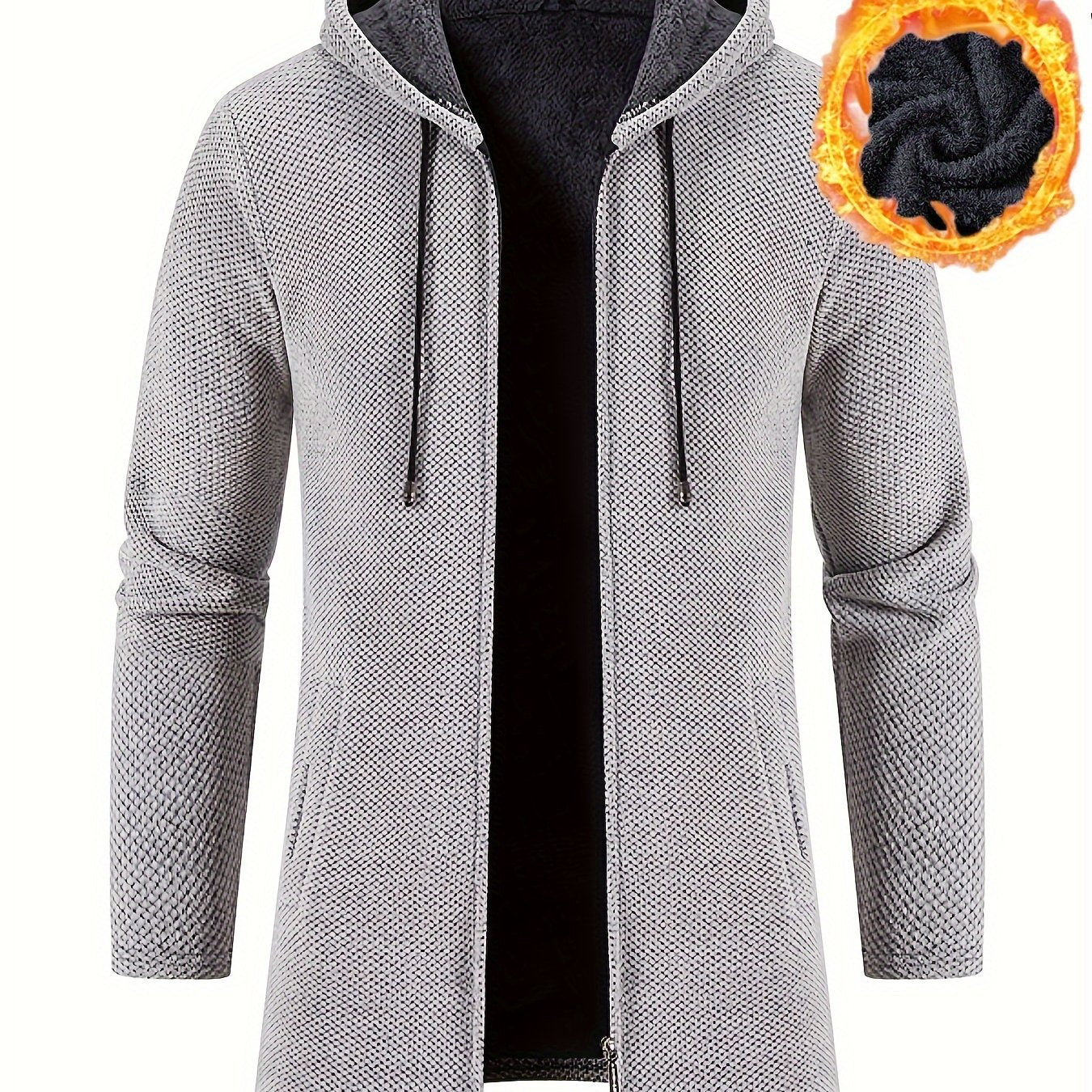 Men's Autumn And Winter Plush Thick Warm Mid Length Hooded Cardigan Best Sellers