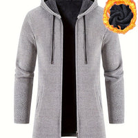 Men's Autumn And Winter Plush Thick Warm Mid Length Hooded Cardigan Best Sellers