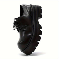 Men's Classic Platform Chunky Shoes, Comfy Non Slip Microfiber Upper Rubber Sole Durable Dress Shoes, Men's Footwear For Party, Vacation, Wedding