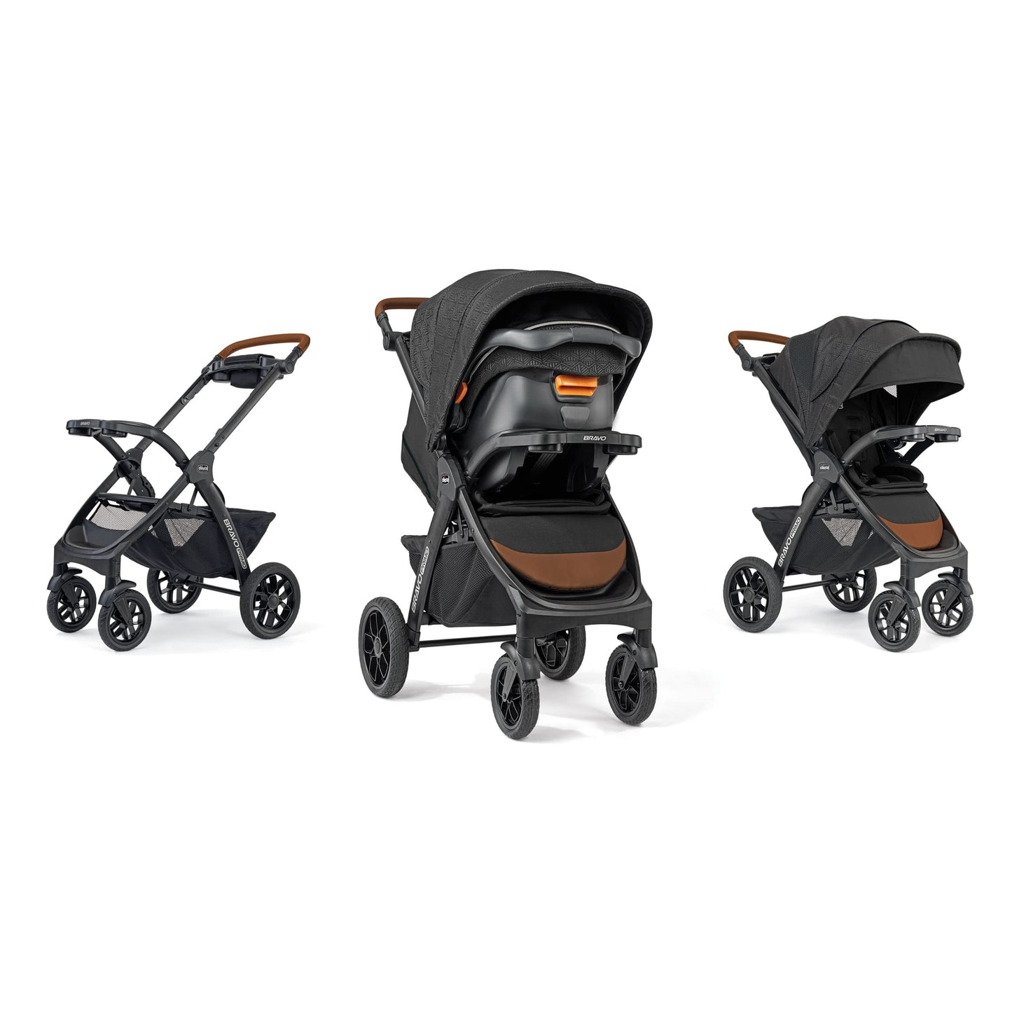Chicco Bravo Primo Trio Travel System, Quick-Fold Stroller with Chicco KeyFit 35 Zip Extended-Use Infant Car Seat and Stroller Combo | Springhill/Black