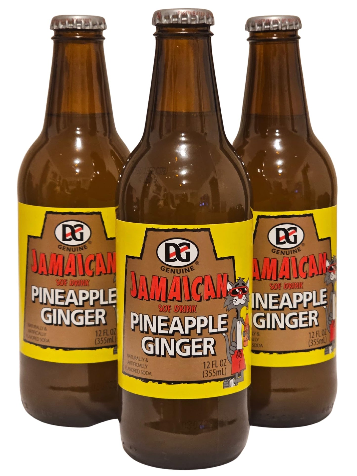 D&G Jamaican "Sof Drink" Genuine Glass Bottles 3pk (Pineapple Ginger, 12 fl oz)
