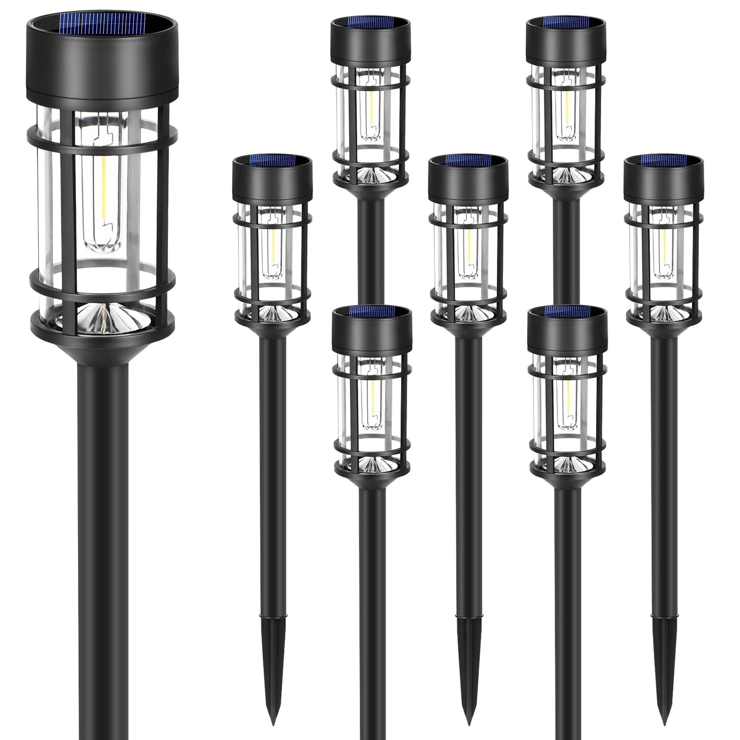 Mancra Solar Pathway Lights, 8 Pack LED Solar Lights Outdoor Waterproof, Glass Solar Garden Lights Landscape Lighting for Yard Lawn Walkway Driveway, 3000K