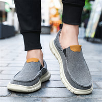 Men's Solid Color Breathable Slip On Canvas Shoes, Comfy Non Slip EVA Sole Durable Walking Shoes, Men's Footwear
