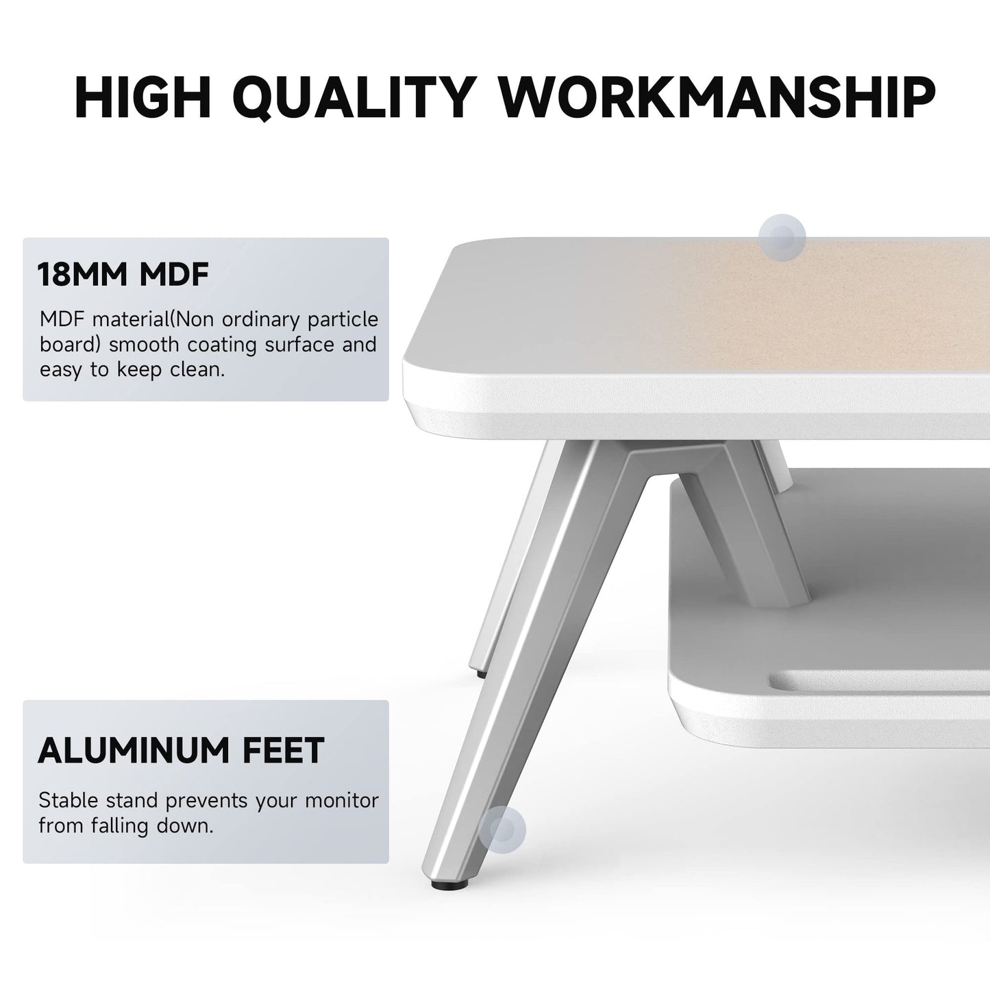 Fenge Dual Monitor Stand, Monitor Stands Riser for 2 monitors, 42.5 Inch Wood Desk Shelf with Storage Organizer and Cable Management for Office Desk Accessories