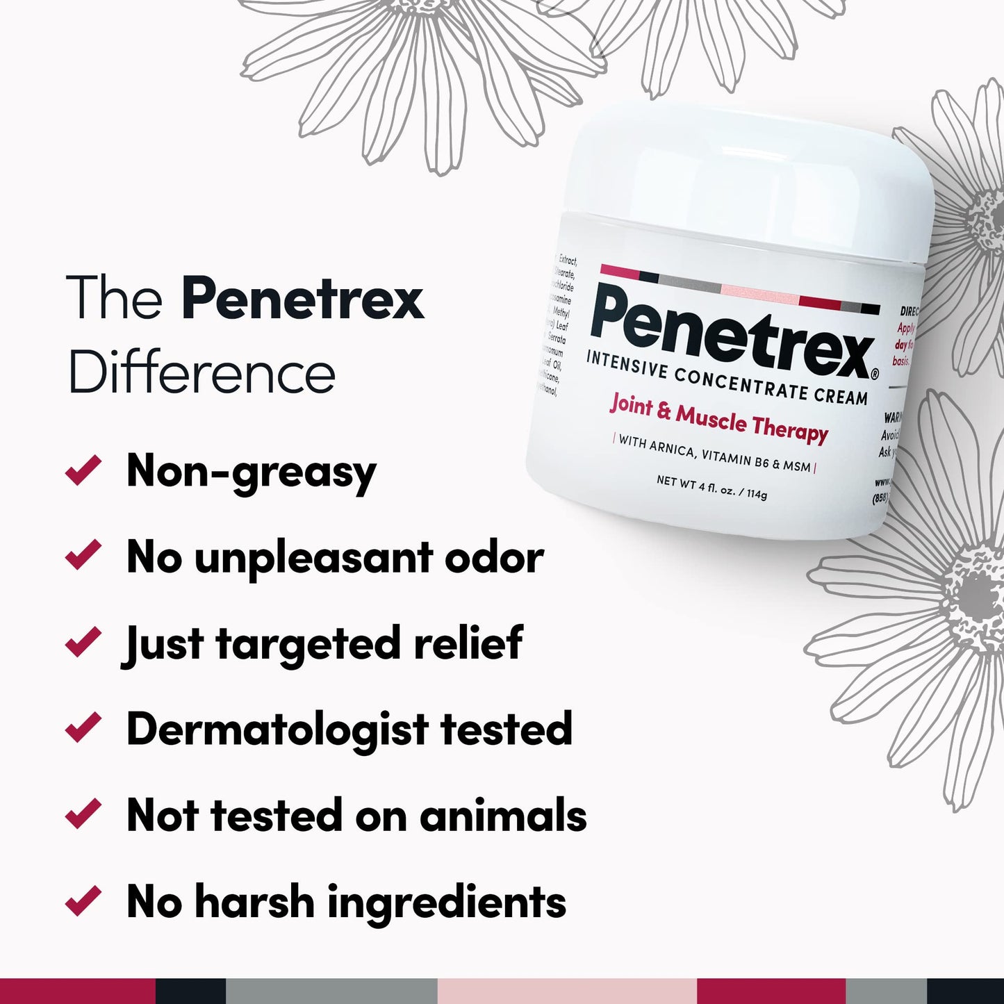 Penetrex Joint & Muscle Therapy – Soothing Comfort for Back, Neck, Hands, Feet – Premium Whole Body Rub with Arnica, Vitamin B6 MSM & Boswellia – Non-Greasy 4oz Cream