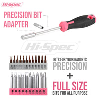 Hi-Spec Drill Set 58pc Pink Tool Set 8V USB Electric Drill Driver & Household Tool Kit. DIY Cordless Power Screwdriver