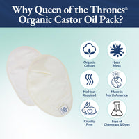 QUEEN OF THE THRONES Castor Oil Pack for Chest (Large) - Heatless, Less-Mess, Reusable - Organic Cotton Flannel, Comfort Fit, Soft Straps & Naturopathic Doctor Designed (Castor Oil Sold Separately)