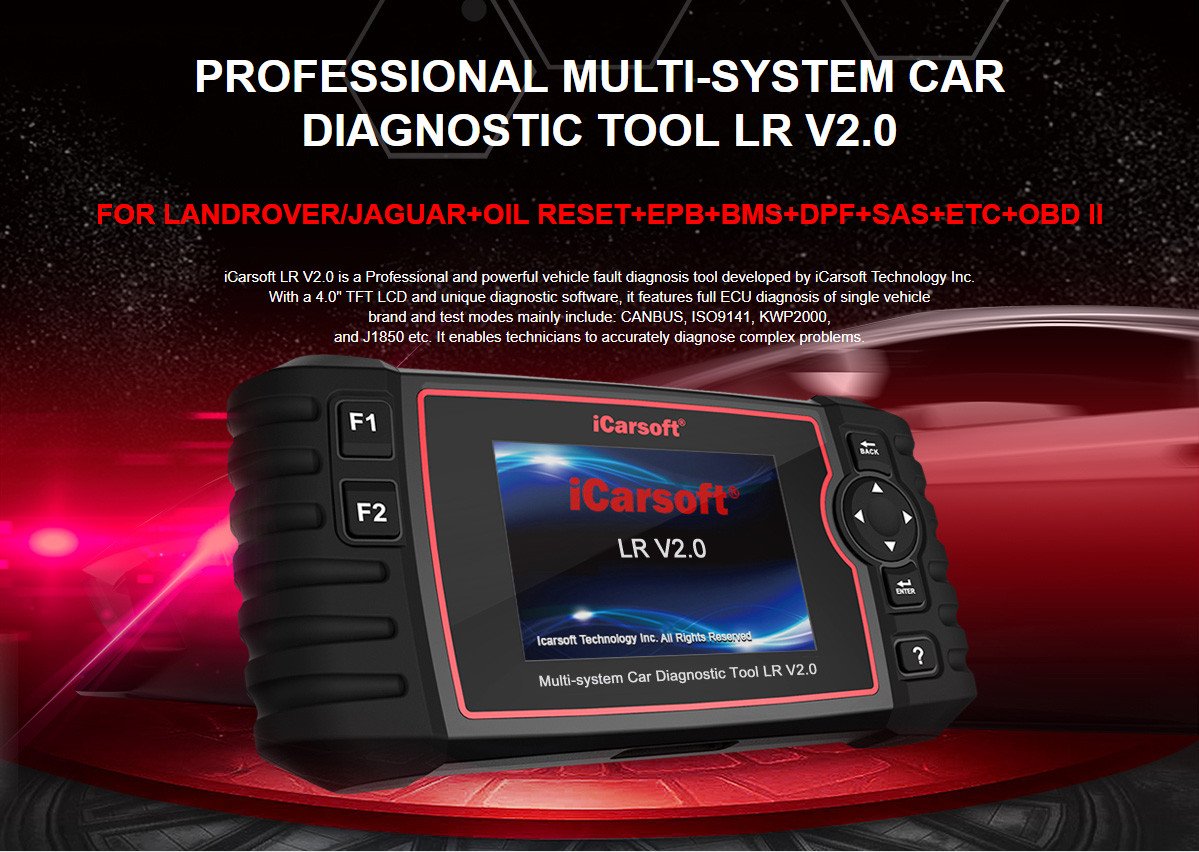 iCarsoft Professional Multi-System Auto Diagnostic Tool LR V2.0 Compatible for Landrover/Jaguar ABS SRS Oil Reset Update for LR II