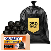 Tasker 30-33 Gallon Trash Bags (Value 250 Bags), Black Garbage Bags 30 Gallon - 32 Gallon - 33 Gallon - 35 Gallon. High Density Bags