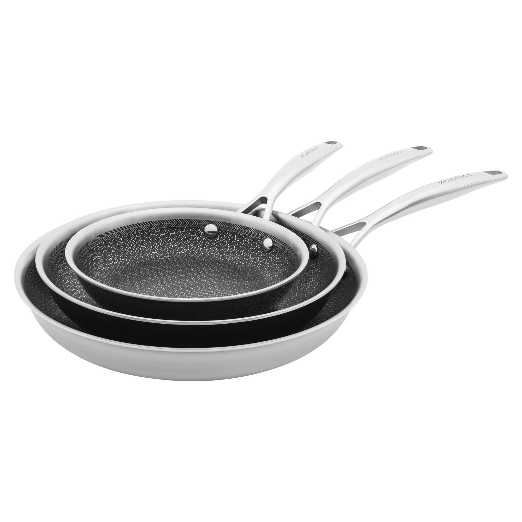 HENCKELS Paradigm 5-pc Frying Pan and Silicone Utensil Set, Nonstick, 3-ply Stainless Steel