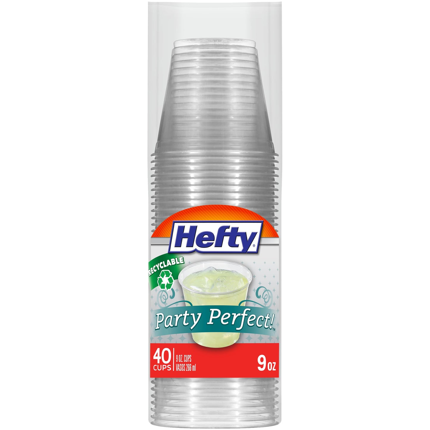 Hefty Deluxe Clear Plastic Party Cups (9 Ounce, 40 Count)