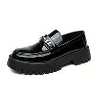 Men's Platform Business Shoes, Comfy Non Slip Casual Durable Rubber Sole Chunky Office Shoes, Men's Footwear