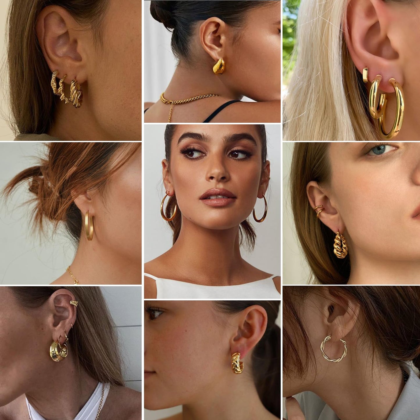 36 Pairs Gold Hoop Earrings Set for Women Girls, Fashion Chunky Gold Hoop Earrings Multipack, Hypoallergenic Pearl Chain Twisted Statement Earring Pack for Birthday Party Jewelry Gift