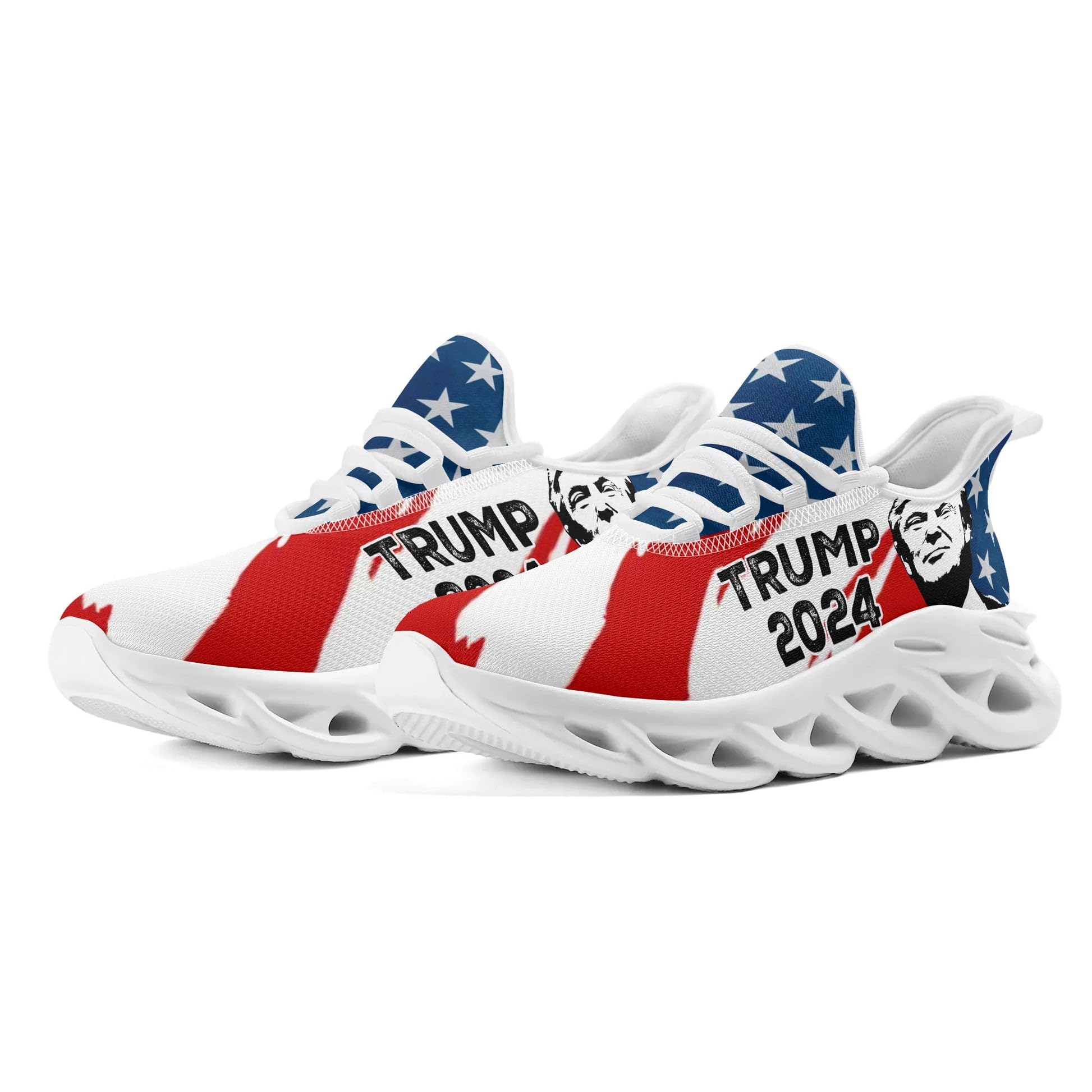 Men's Trump 2024 Shoes Sneakers, Trump Support Shoes, Trump 2024 Shoes for Men, Trump 2024 Shoes Running Sneaker Men for Trump Support, American Flag Trump Shoes White