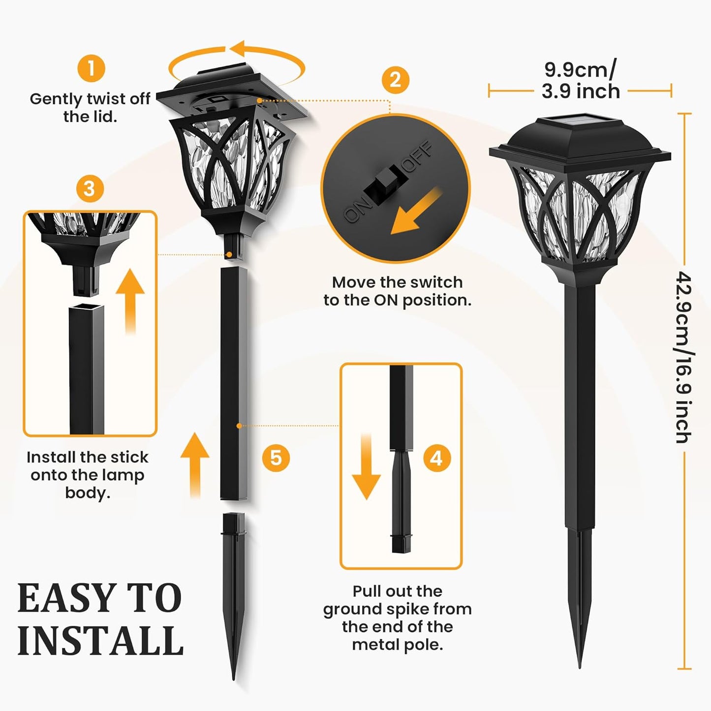 GIGALUMI 8 Pack Solar Lights Outdoor Waterproof, LED Solar Garden Lights, Outdoor Decorations, Garden Decor for Yard, Patio, Landscape, Planter, Walkway (Warm White)