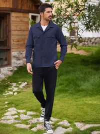 Men's Casual Shirt Jacket Linen Shacket Lightweight Work Coat Button Down Overshirt