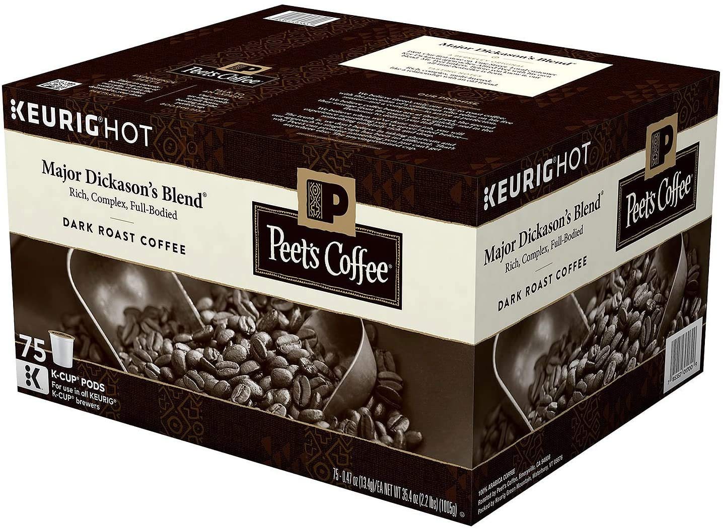 Peet's Coffee Major Dickason's Blend, Dark Roast (75 K-Cups)