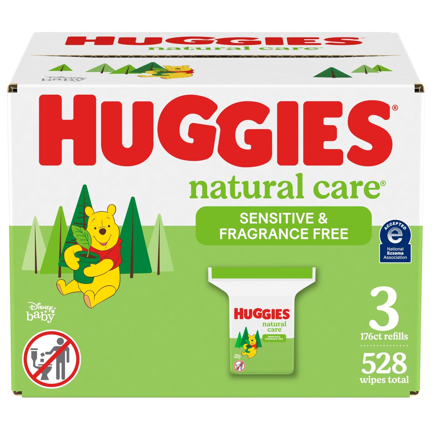 Huggies Natural Care Sensitive Baby Wipes, Unscented, Hypoallergenic, 6 Flip-Top Packs (288 Wipes Total)