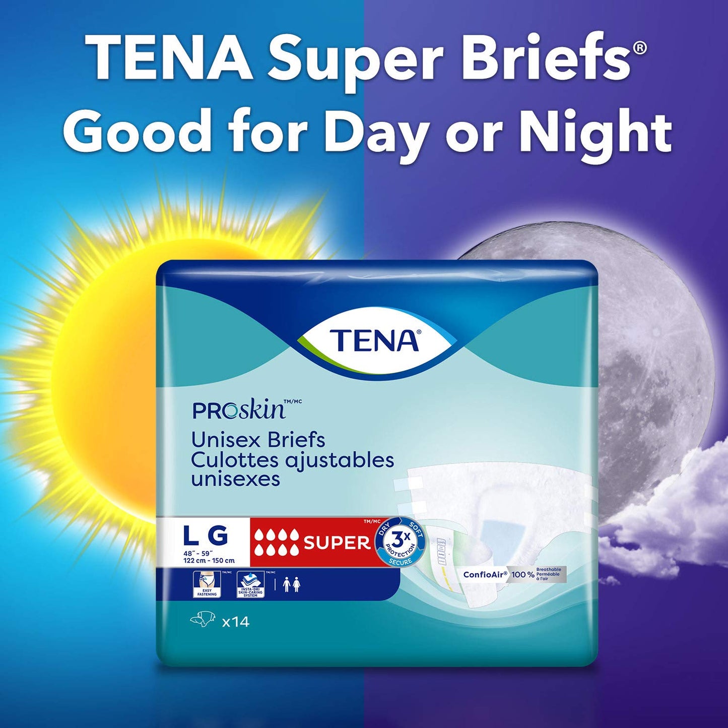 Tena ProSkin Unisex Incontinence Adult Diapers, Maximum Absorbency, Large, 14 ct