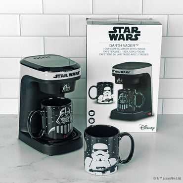 Star Wars Darth Vader & Stormtrooper Coffee Maker Set – Single Cup Coffee Maker with Mugs – Perfect for Mornings, Movie Nights & Fan Kitchens