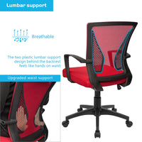 Furmax Office Chair Mid Back Swivel Lumbar Support Desk Chair, Computer Ergonomic Mesh Chair with Armrest (Red)