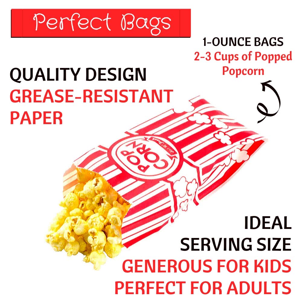 Poppy's Plastic Popcorn Scoop Bundle - 50 Bags and Plastic Popcorn Scooper, Popcorn Machine Accessories for Popcorn Bars, Movie Nights, Concessions