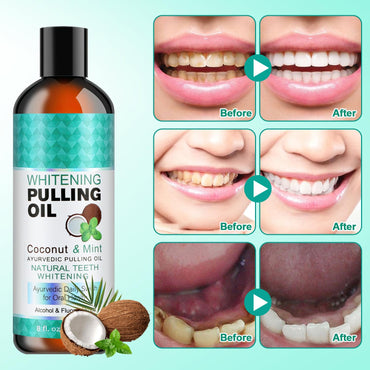 YCNASSS 2PCS Whitening Coconut Oil Mouthwash with Tongue Scraper, Coconut Oil Pulling for Oral Care to Help Fresh Breath, Teeth Whitening and Gum Health