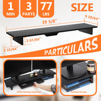 BAMEOS Dual Monitor Stand for Desk, 40 Inch Monitor Stand Riser for 2 Monitors, Computer Monitor Stand for Computer/Laptop/Printer/TV
