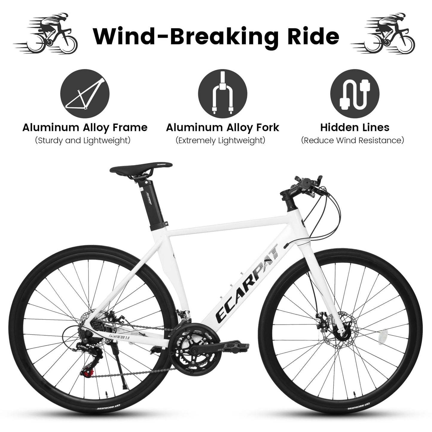 Ecarpat 700C Road Bike, 14 Speeds, Aluminum/Steel Frame, Racing Bike City Commuting Road Bicycle for Men Women, Disc Brake