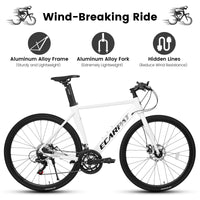 Ecarpat 700C Road Bike, 14 Speeds, Aluminum/Steel Frame, Racing Bike City Commuting Road Bicycle for Men Women, Disc Brake