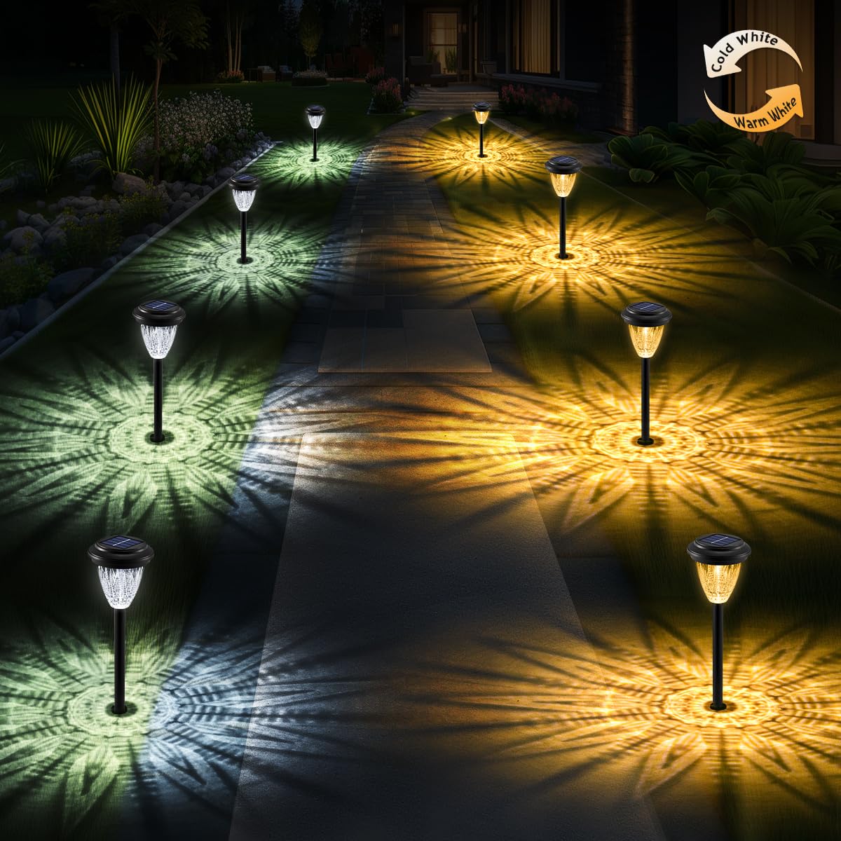 KYEKIO Solar Lights Outdoor, 10Pack Solar Pathway Lights for Outdoor Decor, Solar Garden Lights Waterproof, Outdoor Solar Lights for Yard, Two Color Changing Outdoor Lights Solar Powered for Landscape