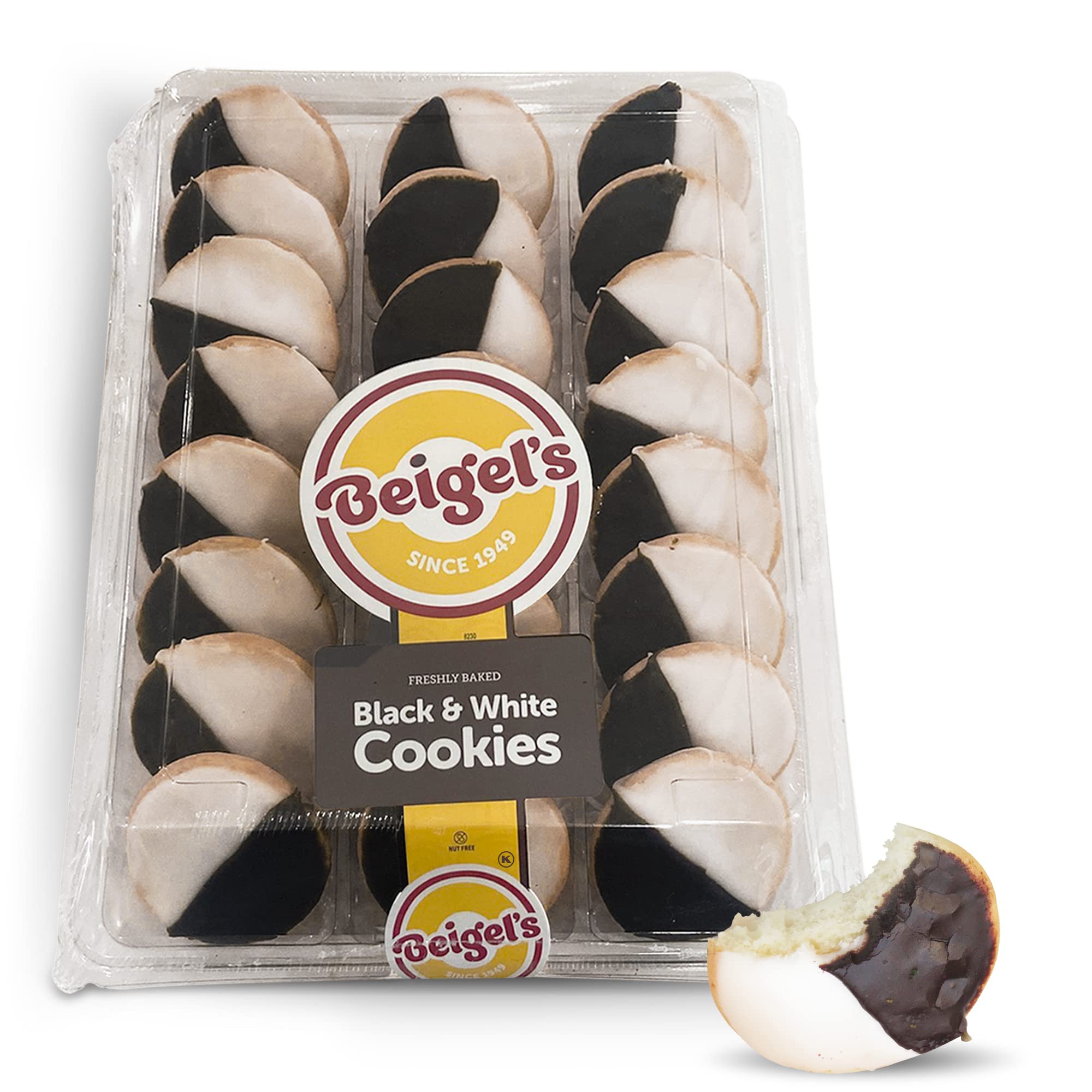 Beigel's Black and White Cookies | New York Style | Fresh Baked Goods | Kosher Snack | 2.4" cookie | 24 Count