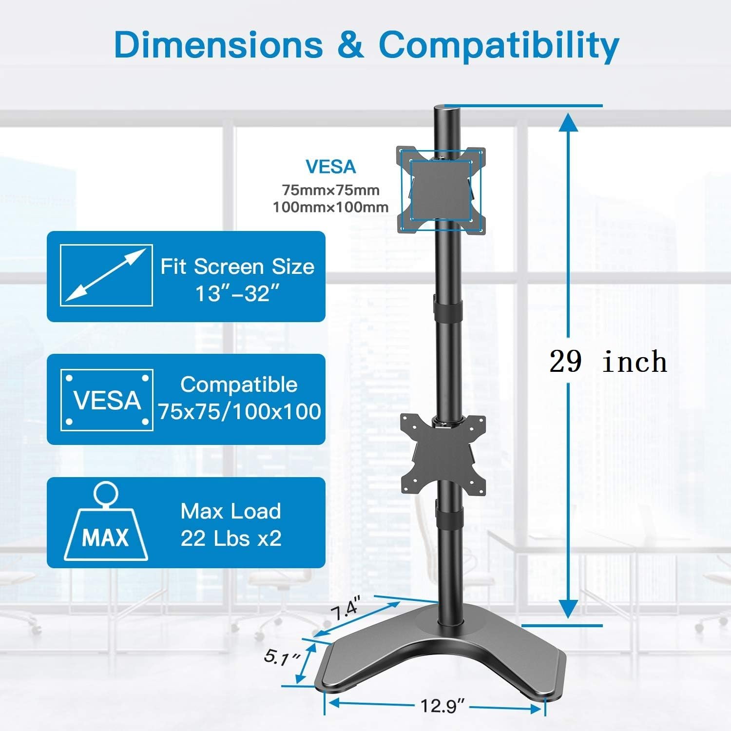 Dual 2024 Monitor Stand - Vertical Stack Screen